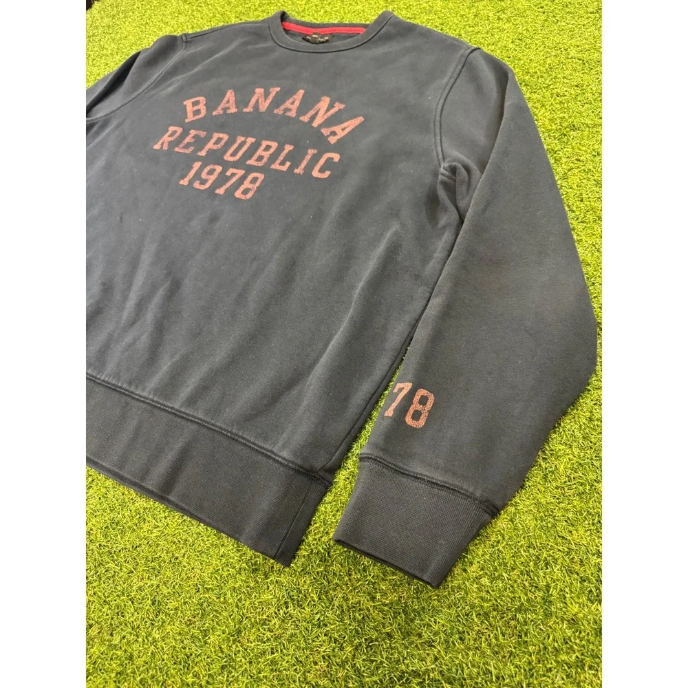 Banana Republic 1978 Graphic Crewneck‎ Sweatshirt Mens XL Navy Blue Pullover